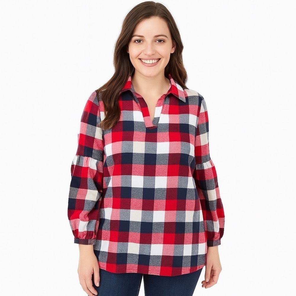 Andree by Unit Plaid Flannel Blouse Size S